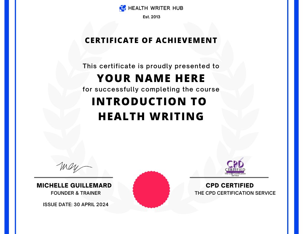 health writing course certificate